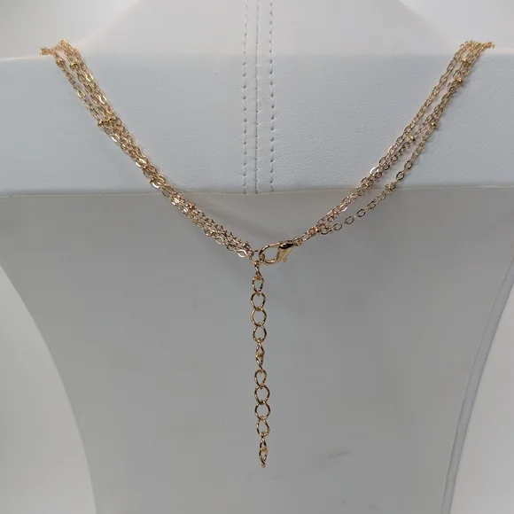 Shell Triple Strand Delicate Shiny Gold Necklace - Picture 5 of 5